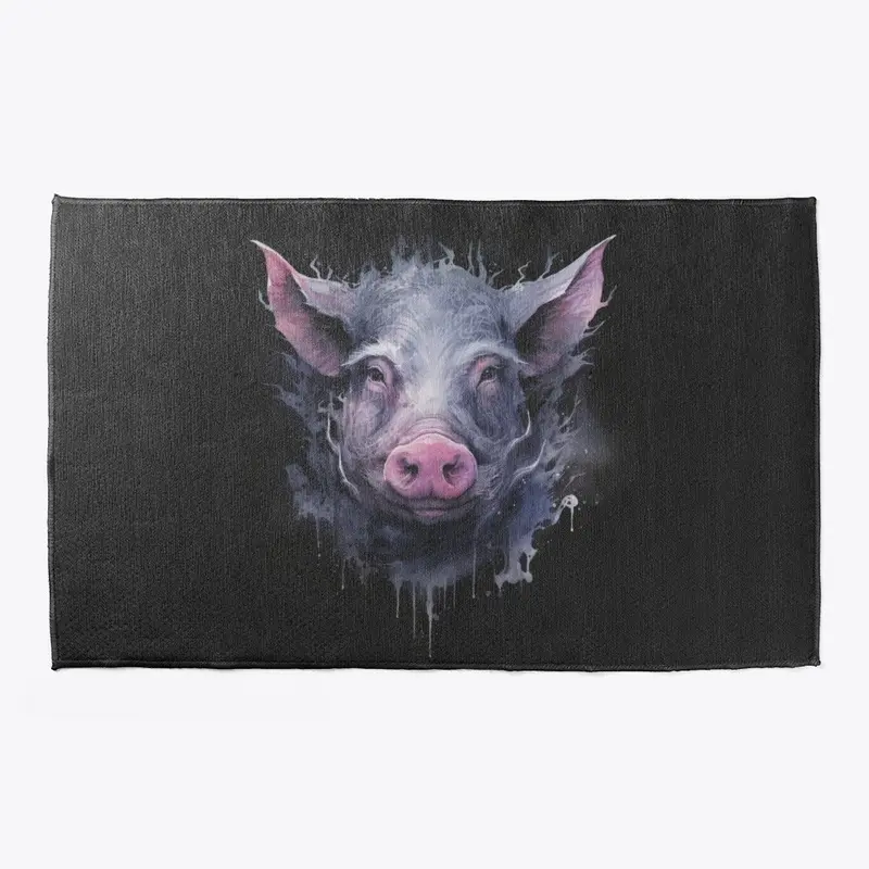 splashy pig watercolour welcome mat