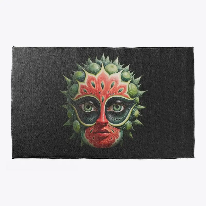 abstract green watermelon face mat