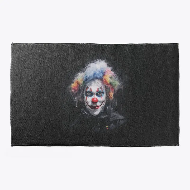 colored hair clown face welcome mat